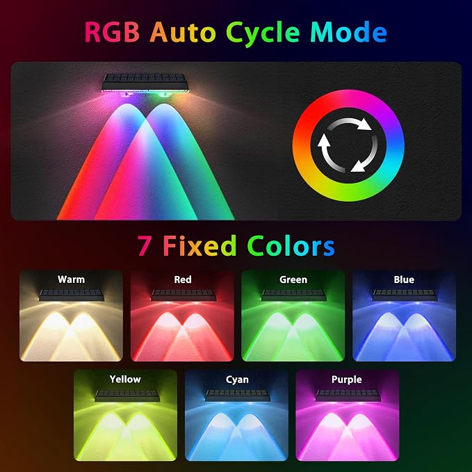 Solar Fence Lights Outdoor - 20 Pack RGB Fence Lights Solar Powered, 7 Color Modes & Warm White, IP67 Waterproof Dusk to Dawn Solar Powered Lights 12+ Hours for Fence/Backyard/Wall/Step/Patio/Deck