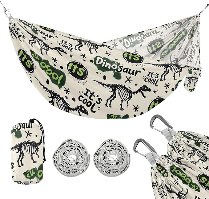 Camping Hammock Outdoor Hammocks for Outside Dinosaur Graffiti Beach Trees Portable Lightweight with Pockets Tree Straps Indoor