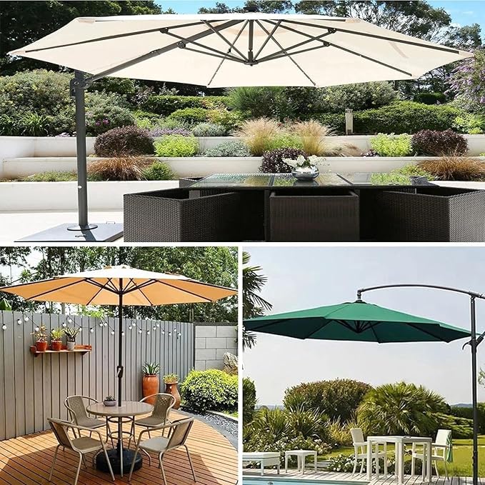 11ft – 8 Ribs Patio Umbrella Replacement Canopy,Waterproof UV-Resistant Outdoor Round Umbrella Top Cover for Outdoor Garden Deck Backyard