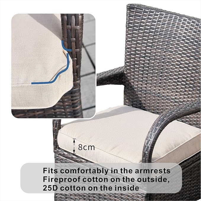 Patio Atina 7 Pieces Rattan Outdoor Dining Sets in Brown