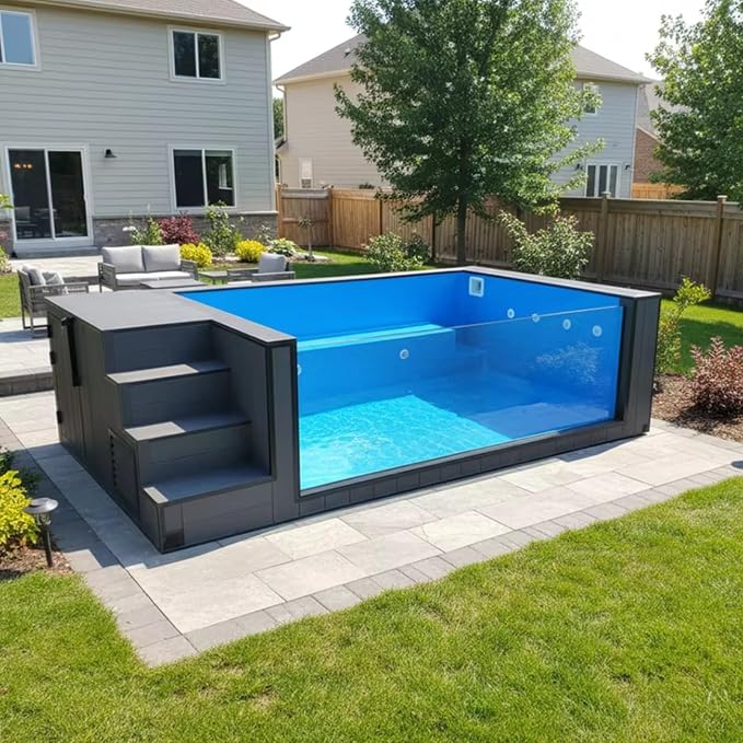 Custom Modern Container Swimming Pool with Heating System | Prefabricated Modular Swimming Pool for Leisure - Backyard Above Ground Pool with Optional View Window, Filter