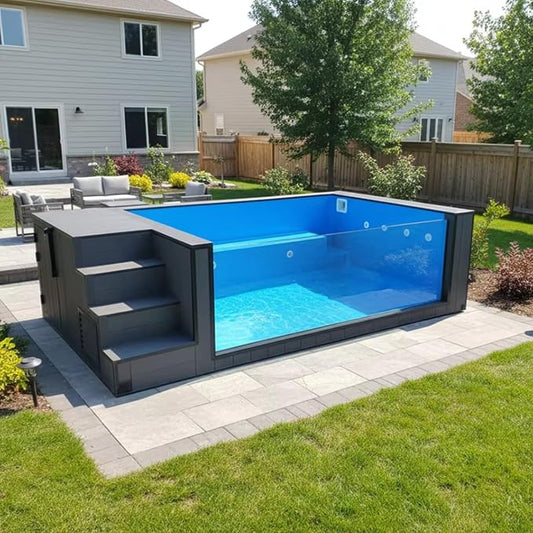 Custom Modern Container Swimming Pool with Heating System | Prefabricated Modular Swimming Pool for Leisure - Backyard Above Ground Pool with Optional View Window, Filter