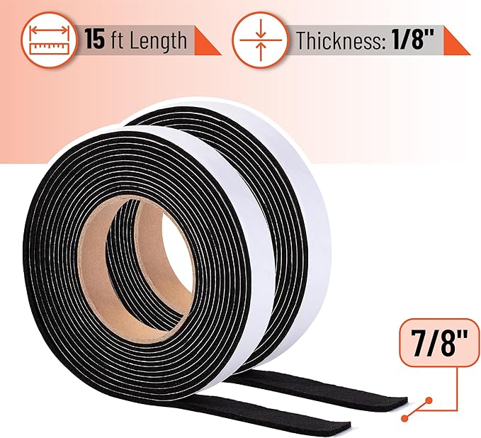 UNCO- Smoker Gasket, 15 FT, 7/8" x 1/8", 2 Pack, Smoker Gasket Seal High Temp