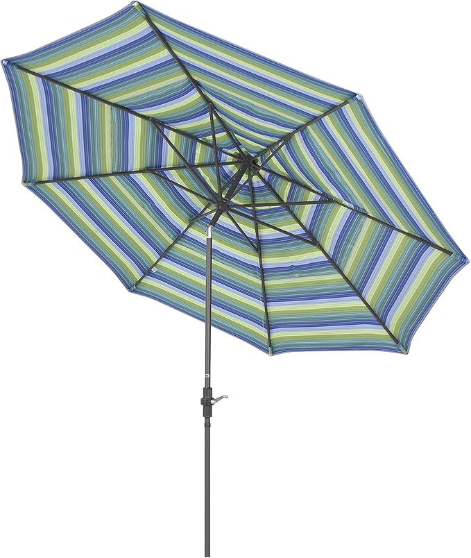 California Umbrella 11' Round Aluminum Market Umbrella, Crank Lift, Collar Tilt, Bronze Pole, Sunbrella