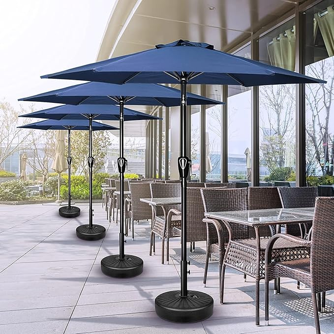 Simple Deluxe 2 Pack 9FT Outdoor Patio Umbrella Table Market Umbrella with Push Button Tilt and Crank, 8 Sturdy Ribs, UV Protection Waterproof for Garden, Lawn, Deck, Backyard, Pool, Blue