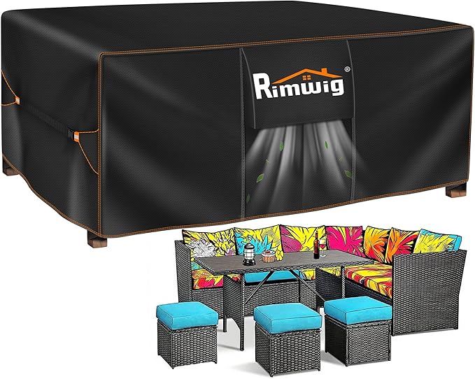 Dining Table Chair Cover Rectangular Heavy Duty Winter 98" L x 78" W x 28" H BlackPatio Furniture Set Covers Waterproof, Outdoor furniture covers clearance, Sectional Sofa Couch Set Covers , Outside