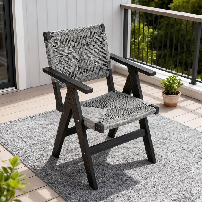 Patio Outdoor Chair, Dining Chair, Durable HIPS Material, Ergonomic Design, Mesh Chair for Patio, Gardens, Pool, Camping ect.(Charcoal Grey)