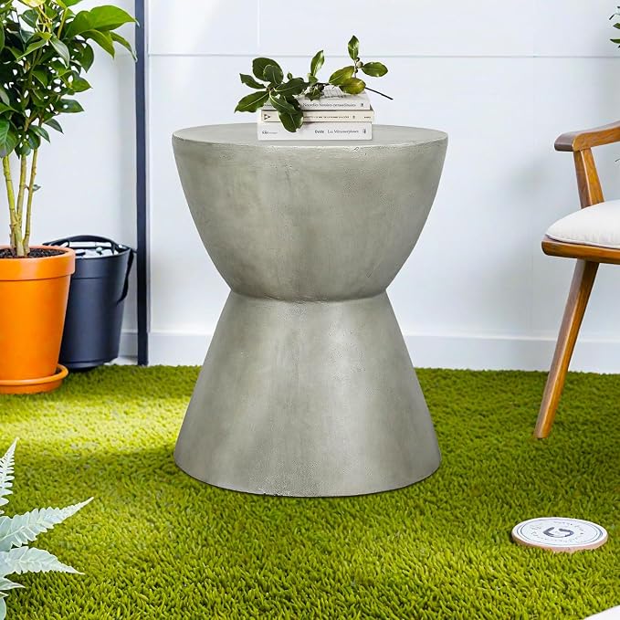 18.3" H Simplicity End Table for Garden - Modern Side Table Adding a Perfect Match for Indoor & Outdoor - Decor Concrete Table for Living Room or Bedroom