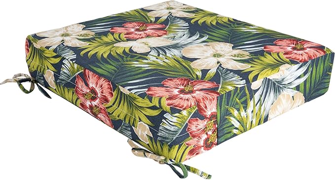 Magpie Fabrics Outdoor Cushion Cover Replacement 2 Pack, NO Insert! Water Repellent Slipcover with Ties Decor for Patio Garden Chair Sofa Bench Wicker(Midnight Floral, 22x20x4 Inch)