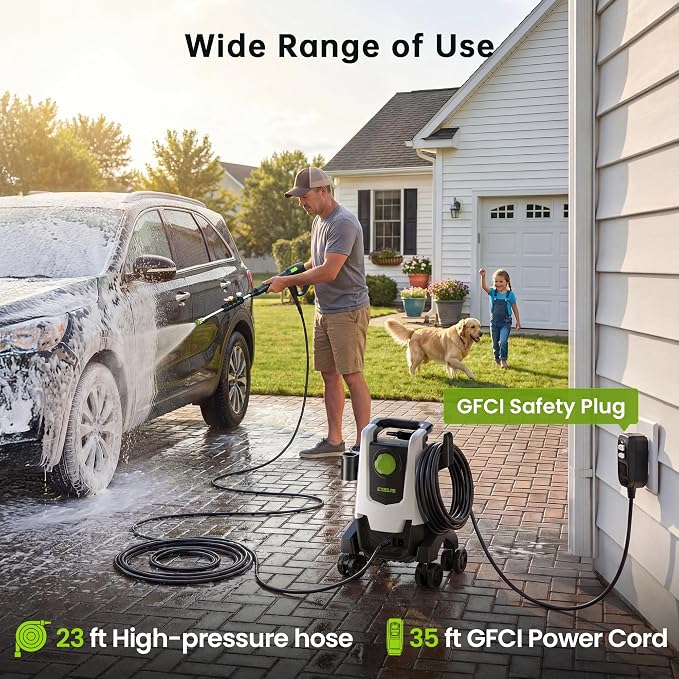 Pressure Washer, 5000PSI 3.0GPM Power Washer with 35FT GFCI Power Cord,Foam Cannon,4 Quick Connect Nozzles, 23FT Hose High Pressure Washer for Cars, Fences, Patios, and Driveway