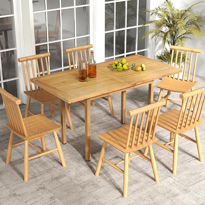 Tangkula 55” x 27.5” Wooden Tabletop, Slatted Table Top Board Split in 2 Square, Indoor Outdoor Rectangle Teak Wood Panel for Dining Table, Side Table (55” x 27.5”)