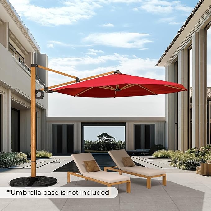Grand patio 10FT Patio Umbrella, Aluminum Cantilever Umbrella with Round Canopy, Outdoor Offset Umbrella for Patio, Garden, Deck, Red
