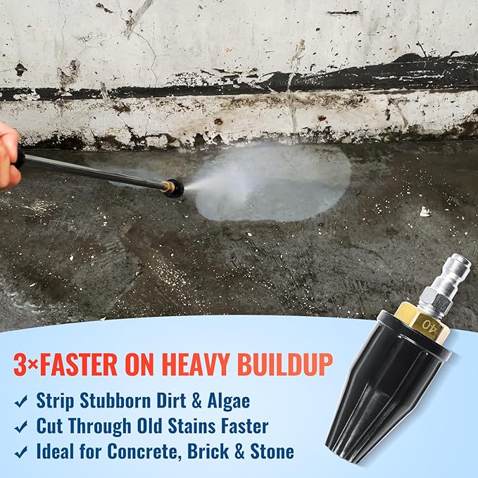 YAMATIC Pressure Washer Tips Turbo Nozzle Rated 3600 PSI Max. 4000 PSI, 360° Rotating Turbo Spray Tips for Power Washer with 1/4" Quick Connector, 4.0 GPM
