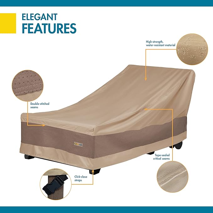 DUCKCOVERS Elegant Waterproof 74 Inch Patio Chaise Lounge Cover, Chaise Lounge Covers Outdoor