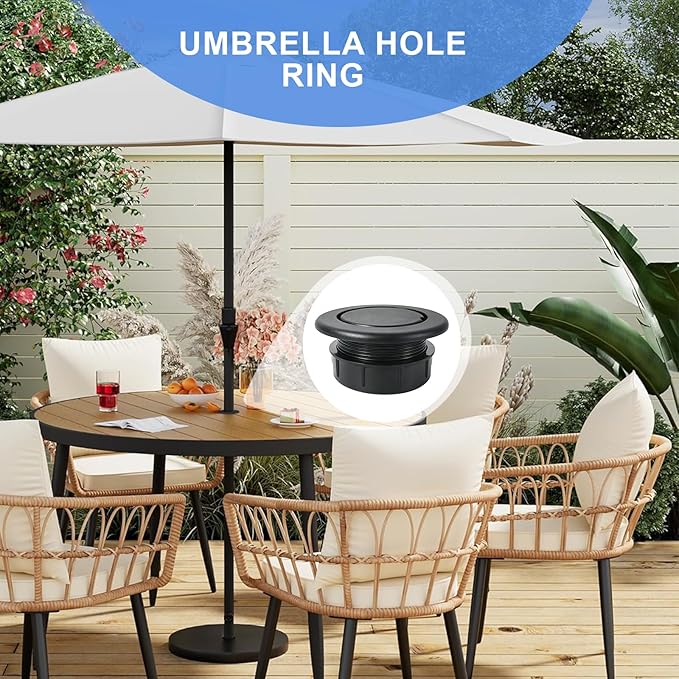 Daxolanz Outdoor Patio Table Umbrella Hole Ring Plug and Cap Set, 2" Parasol Umbrella Hole Cover Insert Replacement for Patio Table, Deck, Garden, Camping