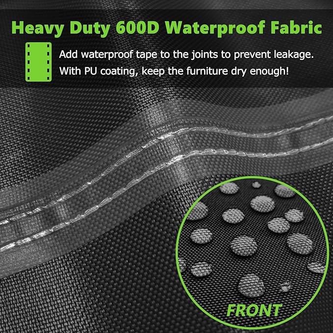 Patio Furniture Covers Waterproof, Heavy Duty 600D Outdoor Furniture Covers for Outside Sectional Sofa Set,Tear Resistance and Anti-UV, Black,108"L x 82"W x 28"H