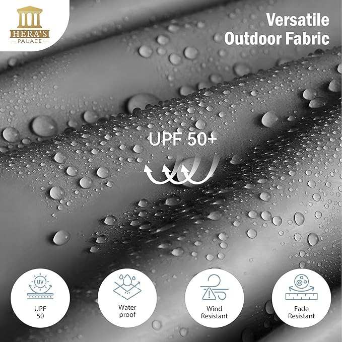 HERA'S PALACE Umbrella Patio Outdoor with Base 15ft Rectangle Table Double Market Heavy Duty Umbrellas Clearance Large Included Stand for Deck Outside Pool Picnic Inground Yard Commercial, Gray