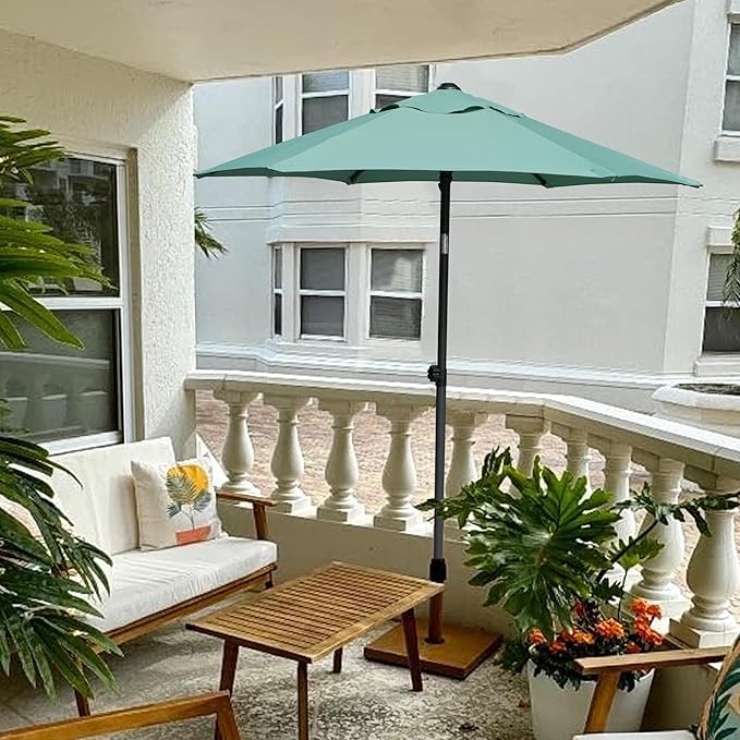 AMMSUN 6ft Patio Umbrella Outdoor Table Umbrellas with Push Button Tilt, UPF50+ Premium Steel Pole and Ribs for Deck, Lawn, Garden, Backyard & Pool (Aqua Green)