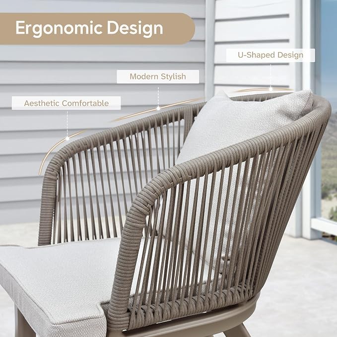 PURPLE LEAF 14 Pieces Patio Dining Set Wicker Outdoor Furniture Oversize Rectangular Table and Chairs Set for Garden Deck Aluminum Frame Backyard Kitchen Set, Cushions and Pillows Included Champagne