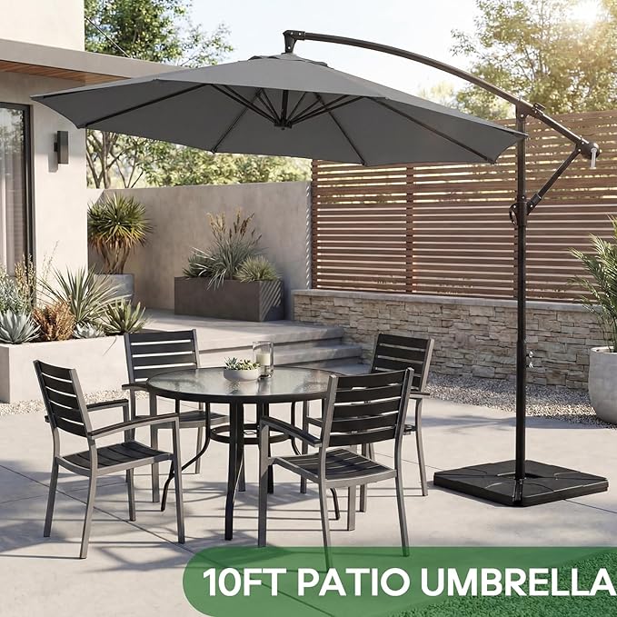10FT Patio Umbrella, Offset Cantilever Outdoor Patio Table Umbrella, UV Protection, Fade Resistant Fabric, Easy Tilt Adjustment for Pool, Deck, Garden, Backyard