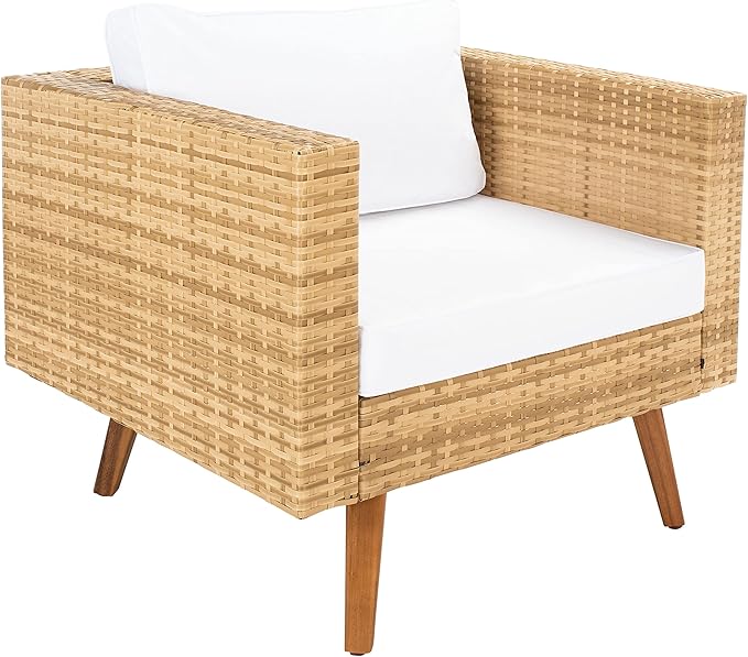SAFAVIEH Outdoor Collection Presla Natural/White 6-Piece Patio Living Set PAT7715D-3BX