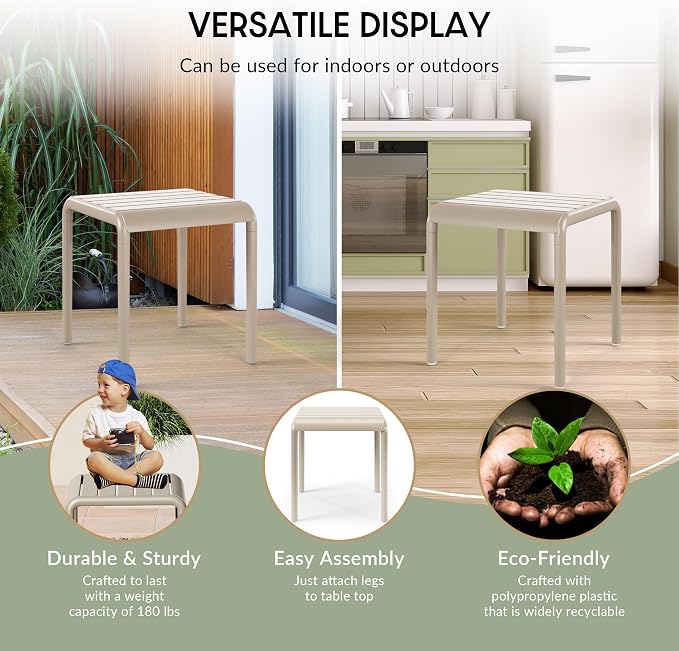 WestinTrends Playa Plastic Modern Outdoor Patio Accent Side Tables (Set of 2), Sand