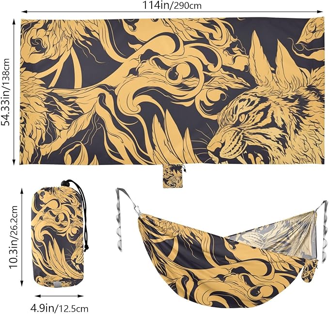 Golden Tigers Camping Hammock Fabric for Outside Patio Garden