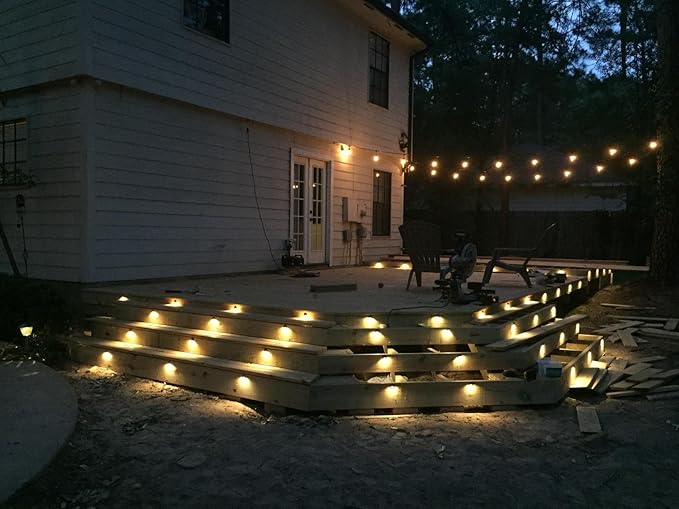 FVTLED Pack of 10 Low Voltage LED Deck Light Kit Φ1.38 Waterproof Outdoor Step Stairs Garden Yard Patio Landscape Decor Lights Warm White Lamp