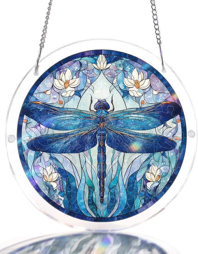 Acrylic Puzzle Suncatcher 83 Pieces, Moonlit Dragonfly Sun Catchers Puzzle, DIY SunCatchers Puzzles Window Hanging, Home & Garden Decor, Gifts for Family and Friends, 7.4 in
