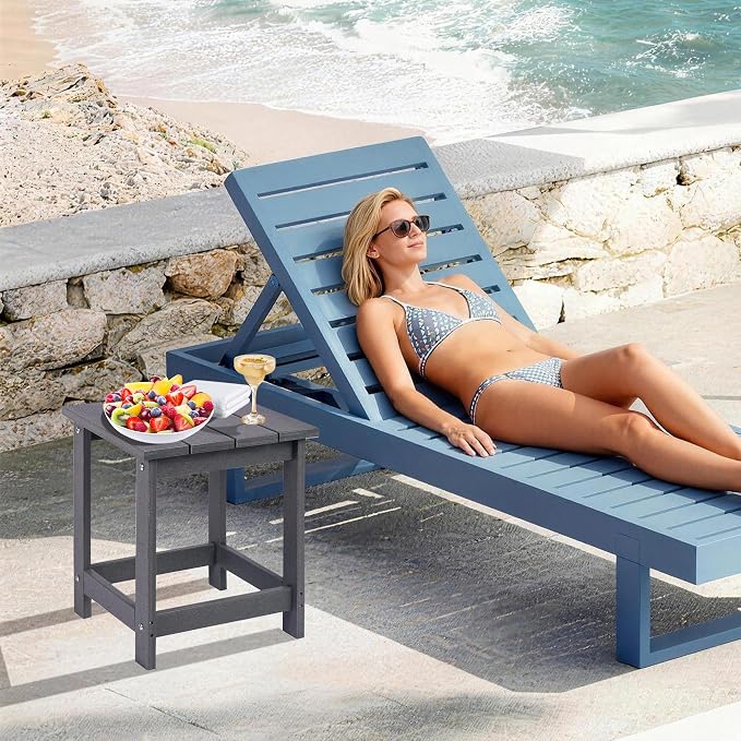 LZRS Adirondack Outdoor Side Table – Durable Weather-Resistant HDPE Patio End Table for Porch, Deck, Pool, Garden,Sturdy and Easy Assembly, Grey