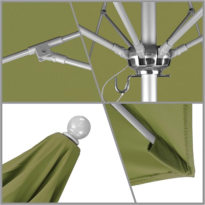 California Umbrella 7.5' Rd. Venture Series Contract Grade Patio Umbrella, Push Open Pin Stop, Silver Finish, Solution Dyed Ginko