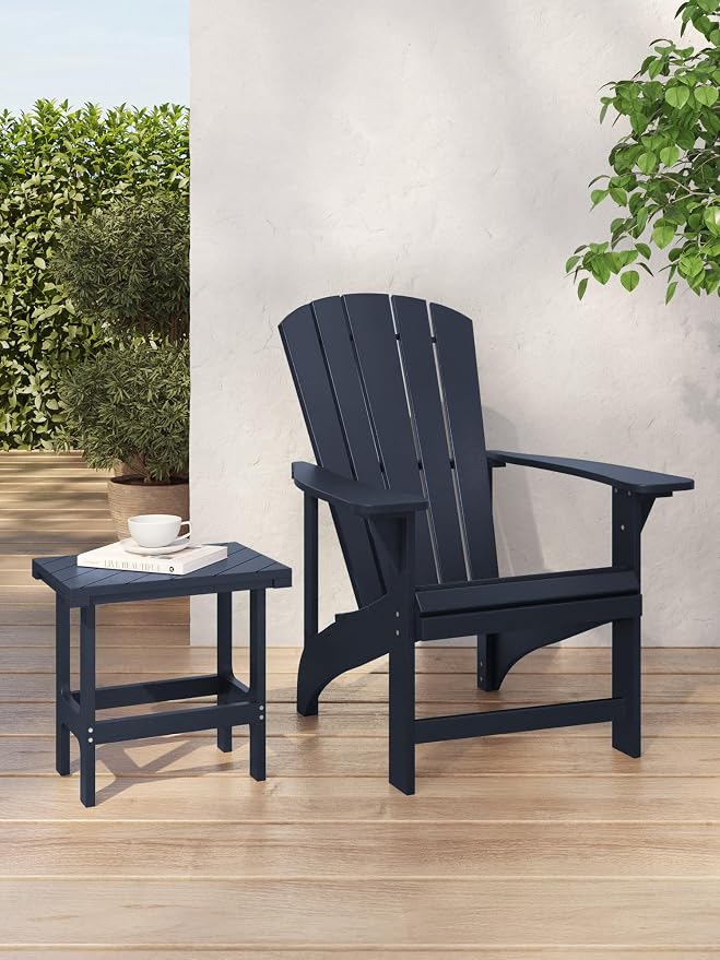 Outdoor Side Table, Navy – Durable Recycled Plastic Table, All-Weather