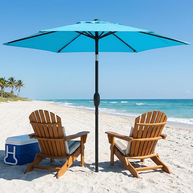 Wisteria Lane Outdoor Patio Umbrella, 7.5' Patio Umbrella, Market Umbrella, Large Outdoor Umbrella, Metal Pole Umbrella with Push Button Tilt and Crank, Polyester Canopy
