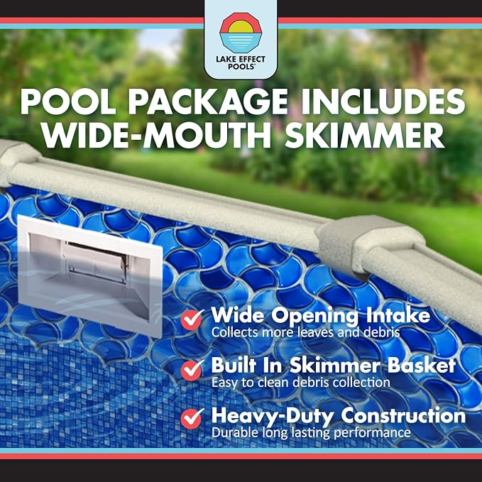 Lake Effect Pools 'Forever' 18 ft x 33 ft Oval Above Ground Swimming Pool | 54 Inch Steel Side Walls | Kit Includes: 25 Gauge Overlap Liner & Widemouth Skimmer