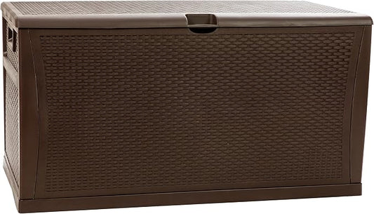 Flash Furniture 120 Gallon Plastic Deck Box - All-Weather Patio Storage and Organization for Throw Pillows, Pool Toys or Garden Tools