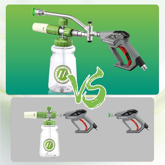 M MINGLE Dual Lance Pressure Washer Wand for Foam Cannon | Dual-Connector Accessory, 5 Nozzle Tips, 5000 PSI, 1/4" Quick Connect