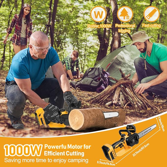 Mini Chainsaw Cordless Compatible for Dewalt 20V Battery (Without Battery) 12 Inch Handheld Brushless Electric Chainsaw with Auto Oiler & Security Lock, for Wood, Trees Cutting (Tool Only)