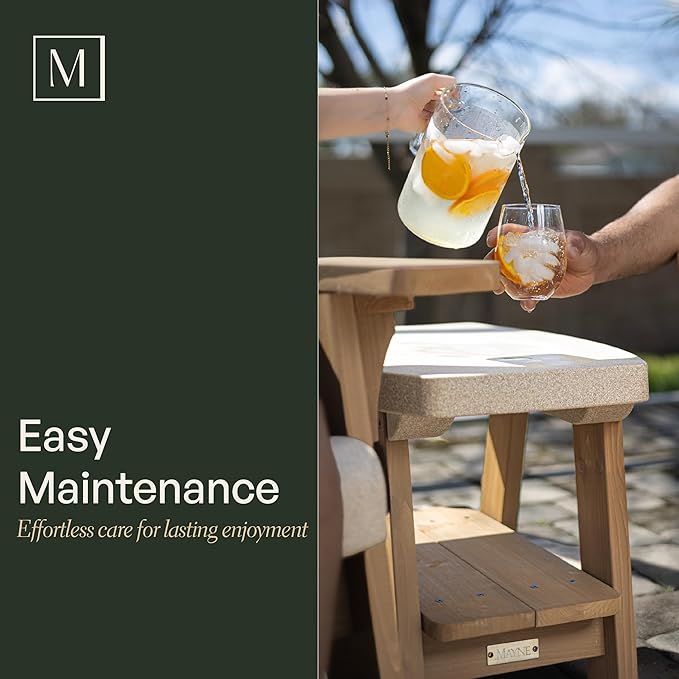 Mayne Mesa Outdoor Patio Conversation Set – Modern Adirondack-Style Chairs with Wood-Tone Arms and Matching Side Table – Weather-Resistant Furniture