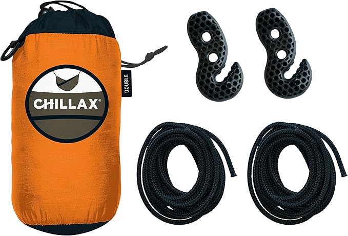 Orange Double Travel Hammock with Suspension