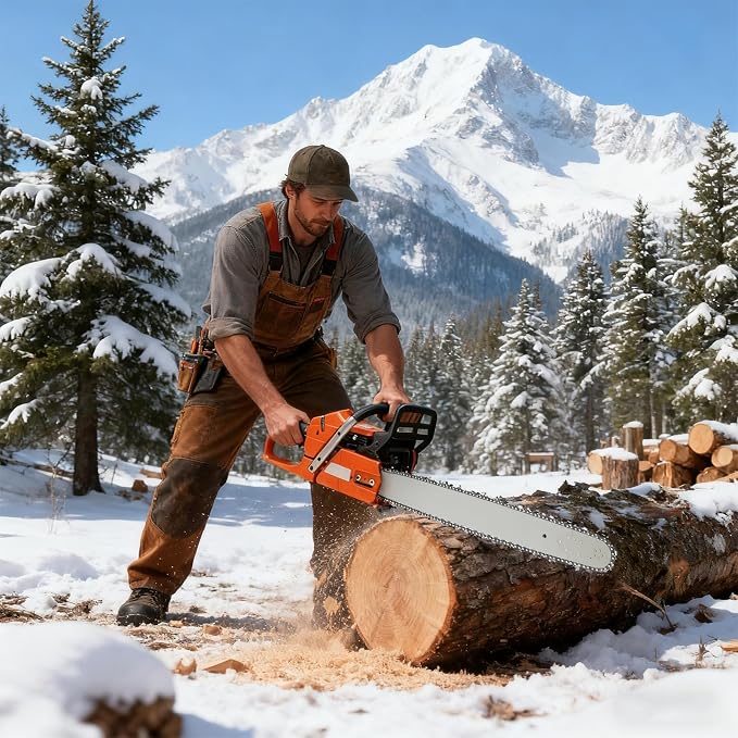 Gas Chainsaw, Gas Powered Chainsaws with Tool Bag, 2-Cycle Handheld Cordless Petrol Gasoline Chain Saw for Cutting Tree Wood Trimming Garden Farm (65cc 24inch)