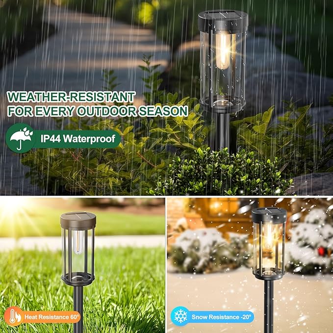 8 Pack Solar Lights Outdoor Waterproof for Garden Walkway Pathway Lawn Yard Decorative Modern Landscape Lighting. (Warm White, 8)