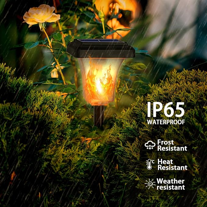 Swingers Solar Lights Outdoor,with Upgraded 2nd-gen Flame tech,LED Solar Torch Lights with Flickering Flame,Waterproof Outdoor Garden Light for Christmas, Garden, Landscape, Path, Yard, Patio (4)
