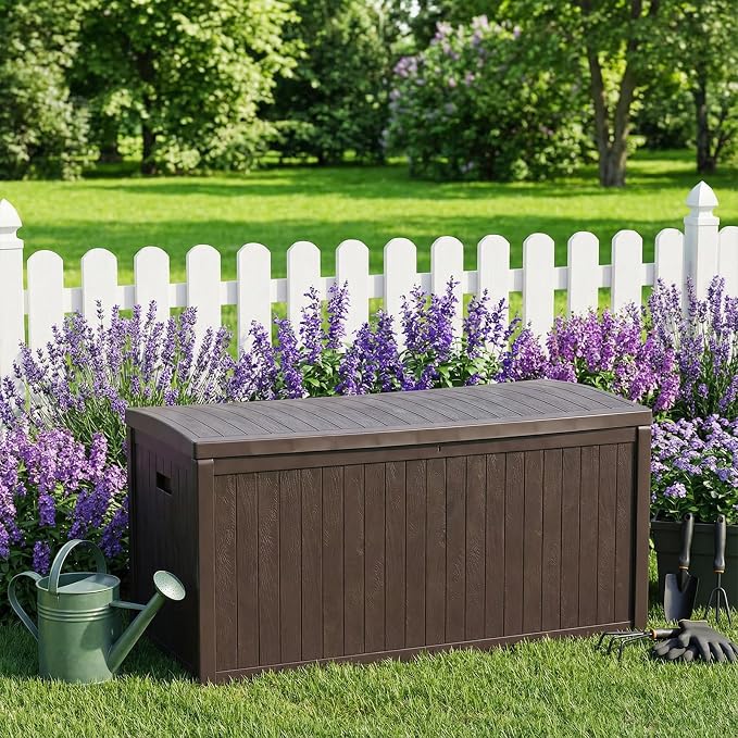 Large Deck Storage Box Lockable Organization and Storage Box Waterproof for Furniture Outdoor Cushions Garden Pool Tools