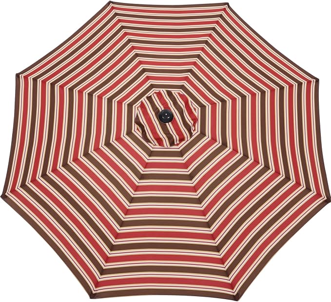 MASTERCANOPY Patio Umbrella 9ft Replacement Canopy for 8 Ribs-Red Stripe Canopy Only
