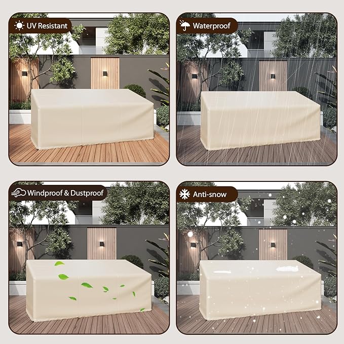 Waterproof Outdoor Sofa Cover, Heavy Duty Outdoor Couch Cover, Large Lawn Patio Furniture Covers with Adjustable Cord Lock 600D Oxford Cloth (Khaki, 79"W x 38"D x 35"H-1Pack)