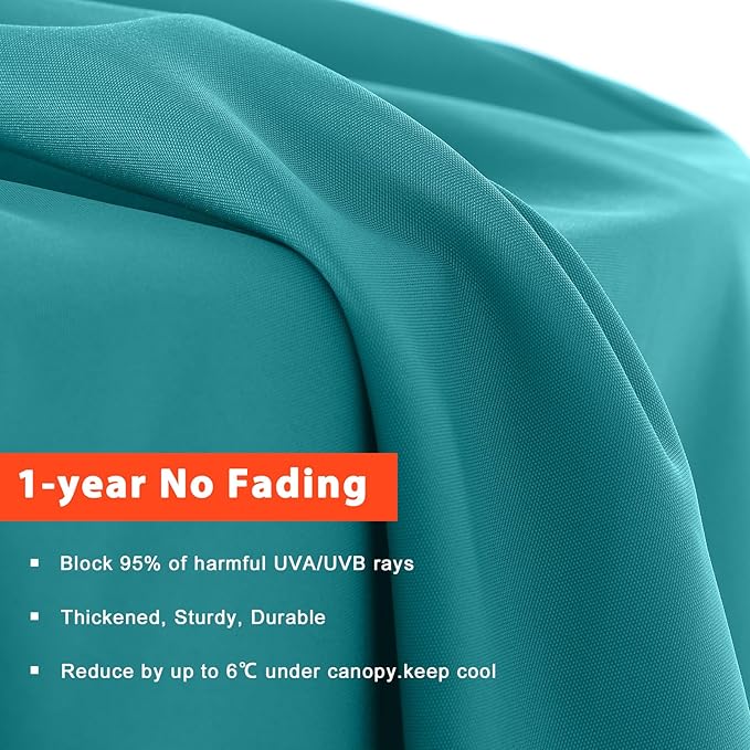 MASTERCANOPY Patio Umbrella 10 ft Replacement Canopy for 8 Ribs-Turquoise Canopy Only