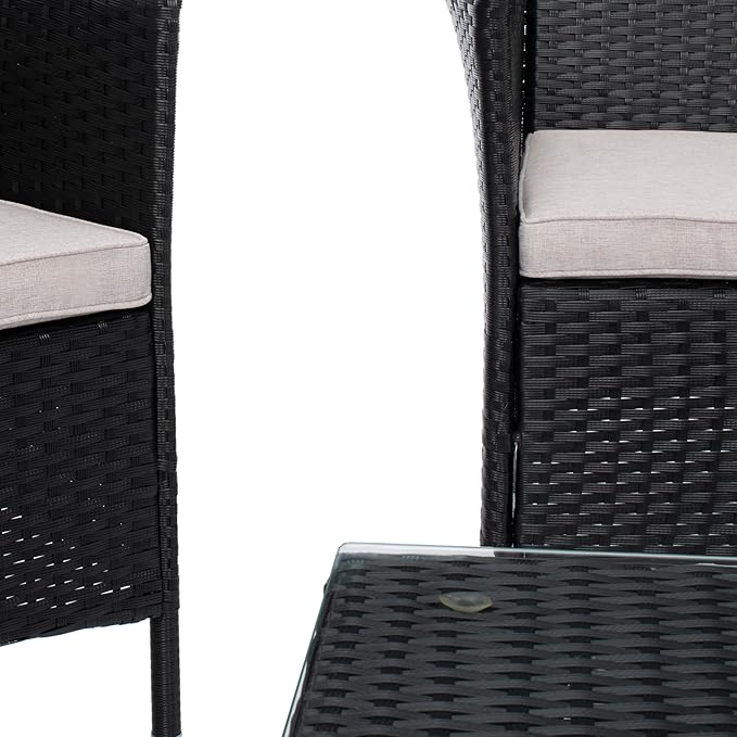 SAFAVIEH Outdoor Collection Bandele Black/Light Grey Cushion 4-Piece Conversation Patio Set