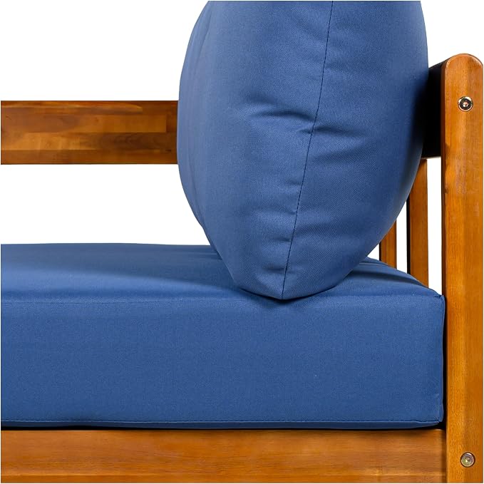 VilroCaz Outdoor Patio Furniture Set, L-Shaped Acacia Wood Sectional Sofa with 6 Soft Seat Cushions and Backpack, All-Weather Conversation Set with Arc Frame for Garden Backyard Porch (Blue-3.19)