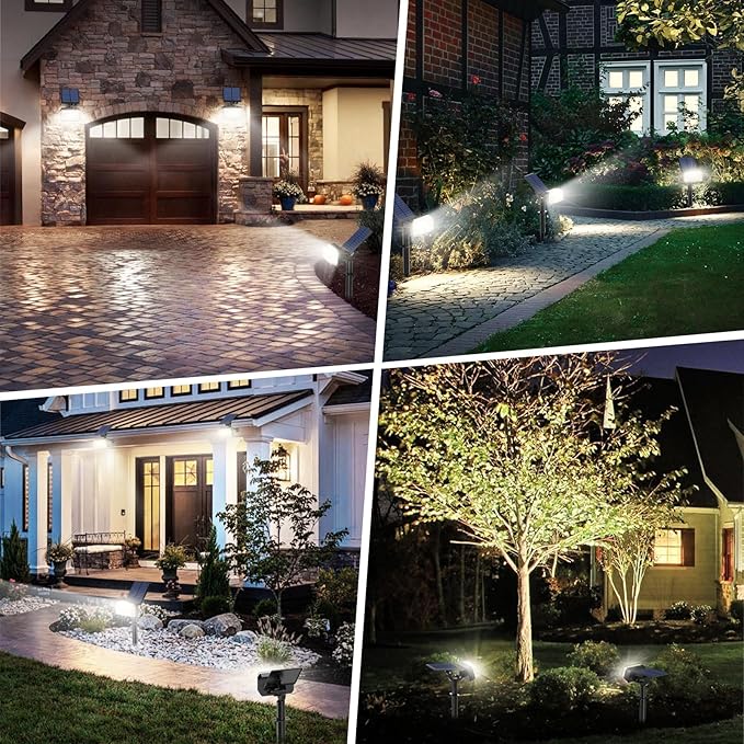 WENATY 102 LED Solar Spot Lights Outdoor Waterproof IP65, Adjustable Landscape Spotlights, [2 Pack/4 Modes] Auto On/Off Solar Powered Flood Lights for Outside Yard Garden Wall Pathway (Cool White)