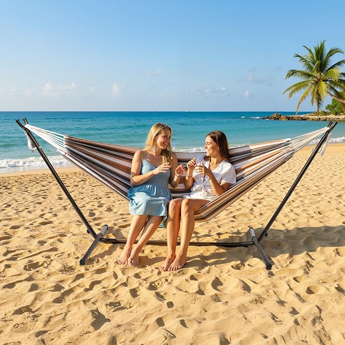 ONCLOUD 550 LBS Capacity Hammock Stand with Portable Carrying Bag, Heavy Duty 2-Person Hammock Frame for Outdoors & Indoors-Black (Antique Finish)
